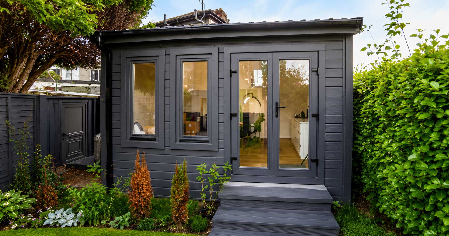 Exterior of a beauty salon log cabin